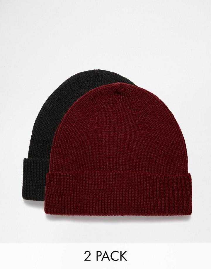 Asos Fisherman Beanie Hat 2 Pack - Multi