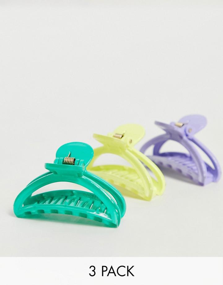 Designb London X3 Multipack Curved Hair Claws In Multi