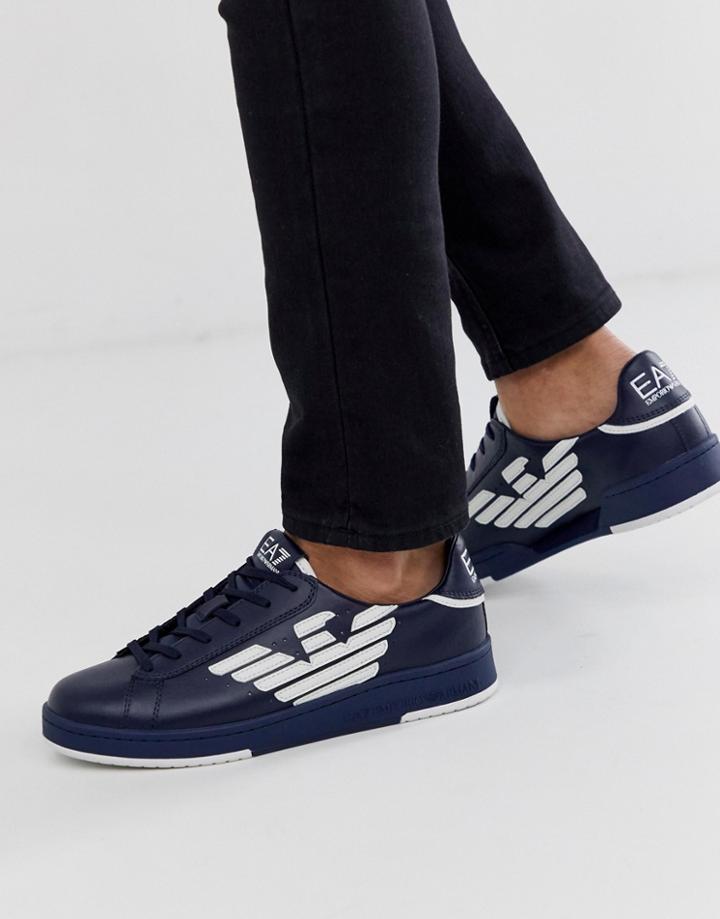 Armani Ea7 Classic Eagle Logo Sneakers In Navy