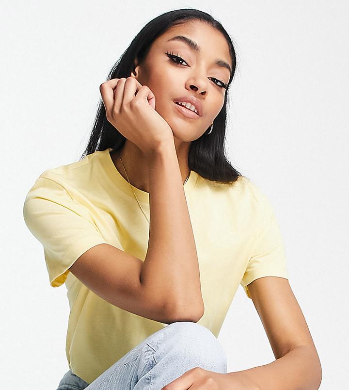 Asos Design Tall Ultimate T-shirt With Crew Neck In Organic Cotton Blend In Lemon-yellow