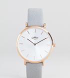 Limit Faux Suede Leather Watch In Gray Exclusive To Asos 36mm - Gray