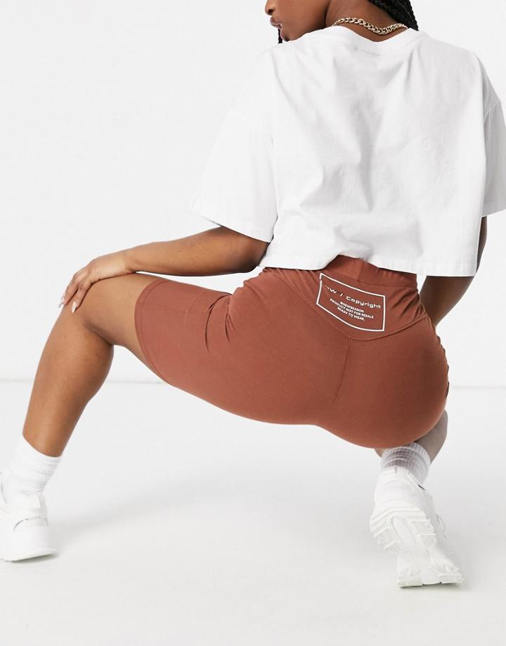 Public Desire Motif Body-conscious Short In Chocolate-brown