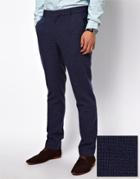 Asos Skinny Fit Suit Pants In Blue Dogstooth
