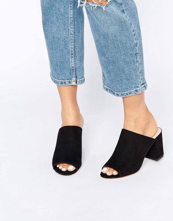 Asos True Love Heeled Mules - Black