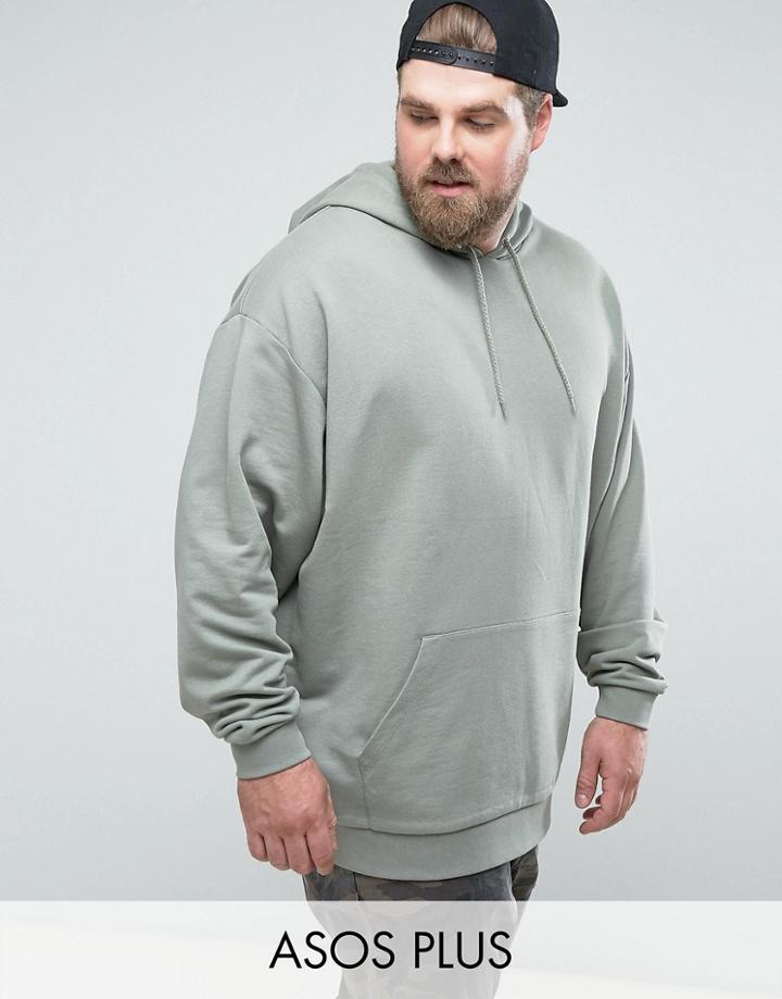 Asos Plus Oversized Longline Hoodie - Green
