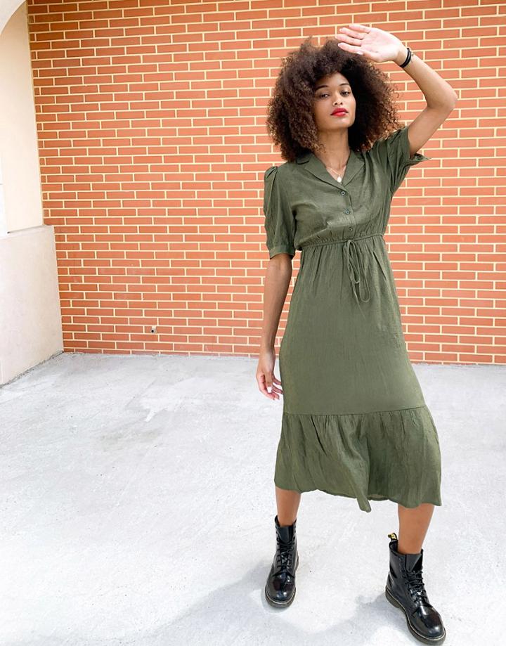 Lola May Khaki Maxi Summer Dress-green