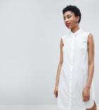Asos Design Tall Sleeveless Cotton Shirt Dress - White