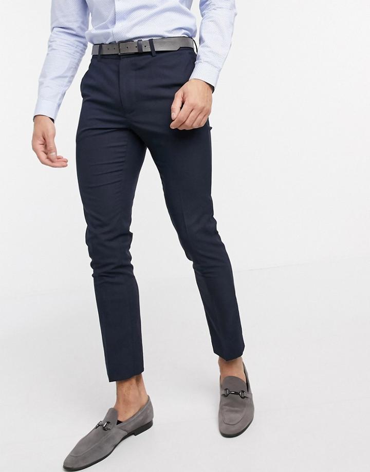 New Look Skinny Smart Pants In Navy