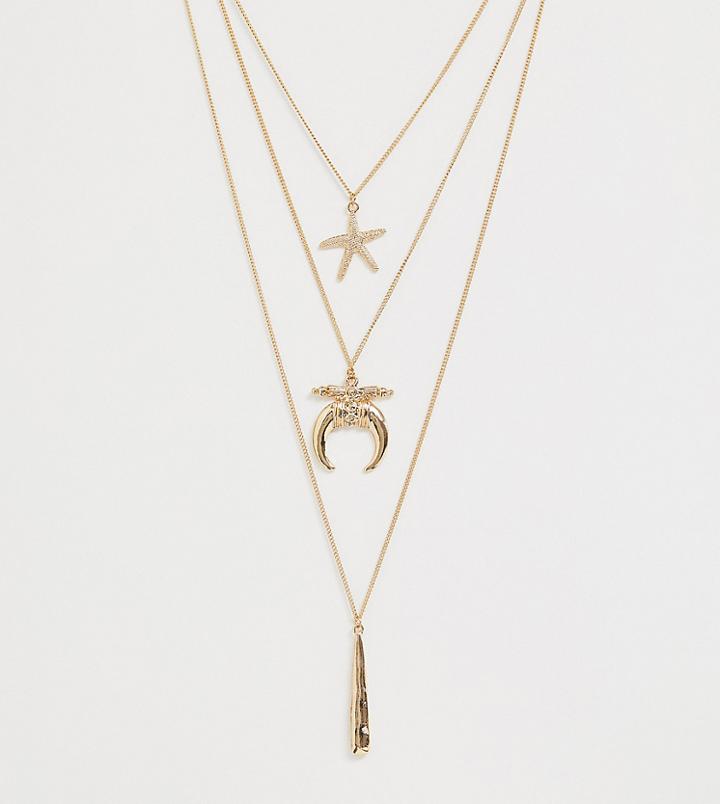 South Beach Gold Multirow Layering Necklace - Gold