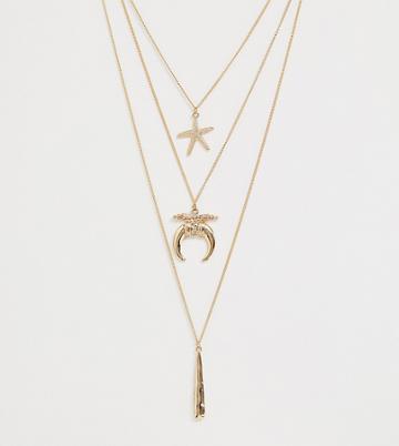 South Beach Gold Multirow Layering Necklace - Gold