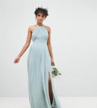 Tfnc Pleated Maxi Bridesmaid Dress - Green