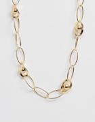 Asos Design Necklace With Interlocking And Open Link 70s Style Chain In Gold