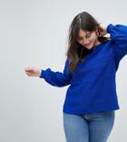Fashion Union Plus Balloon Sleeve Knitted Sweater - Blue