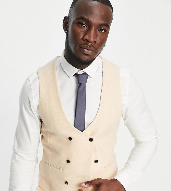 Harry Brown Tall Wedding Tweed Slim Fit Double Breasted Vest-neutral
