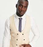 Harry Brown Tall Wedding Tweed Slim Fit Double Breasted Vest-neutral