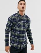 Soul Star Fitted Check Shirt With Double Check Pocket-black