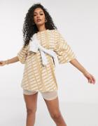 Public Desire Oversized T-shirt With Copy Me Print-brown