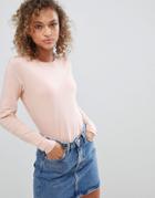 Asos Design Ultimate Top With Long Sleeve And Crew Neck In Pink - Pink