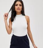 Asos Design Tall High Neck Knitted Tank-cream