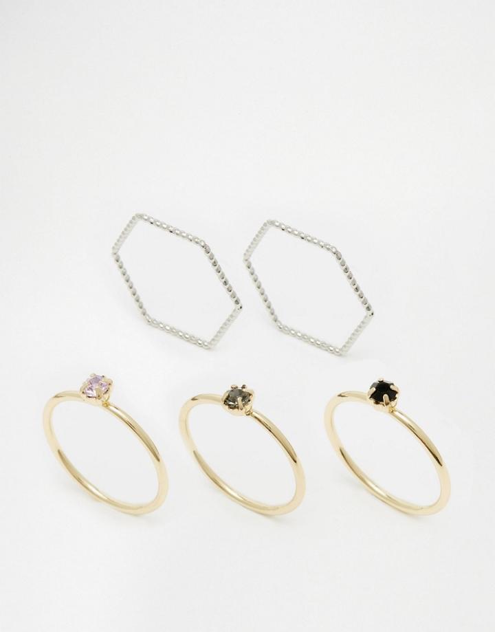 Monki Assorted Ring Pack - Gold