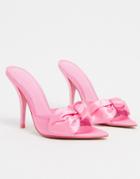 Asos Design Nester Bow Mules Sandals On Pointed Insole In Pink