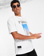 Topman Oversized Fit T-shirt With Paris Print In White