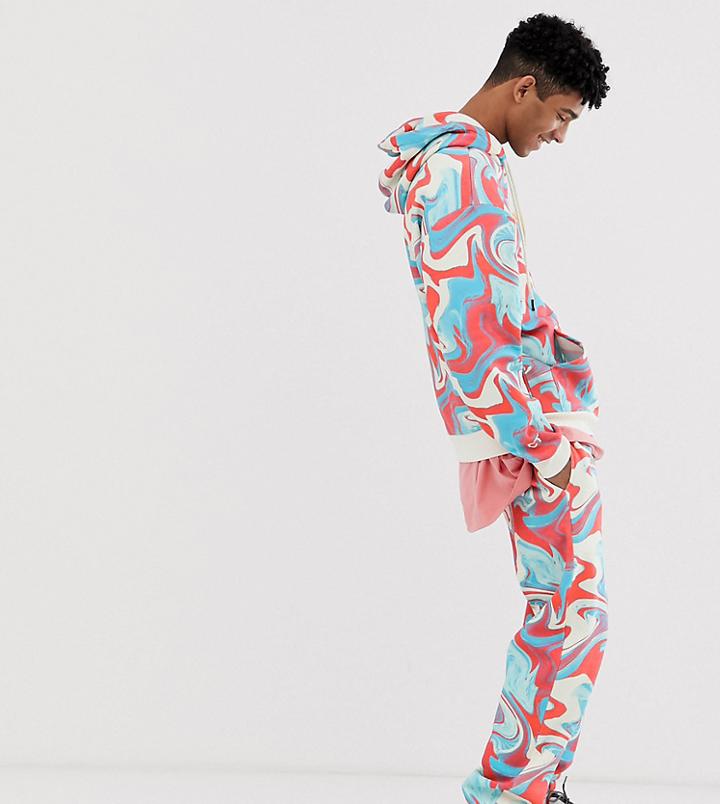 Crooked Tongues Jogger In Marble Print - Multi