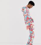Crooked Tongues Jogger In Marble Print - Multi