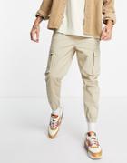 Only & Sons Organic Cotton Cargo Sweatpants In Beige-neutral