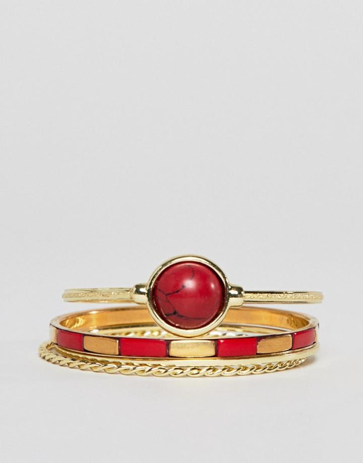 Pieces Festival Stone Bangles - Gold