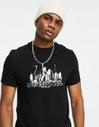 Asos Design T-shirt In Black Organic Cotton With Skyline Print