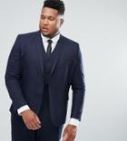 Asos Plus Slim Suit Jacket In Navy - Navy