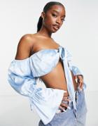 Ei8th Hour Halterneck Top With Exaggerated Sleeves In Blue