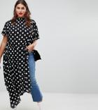 Asos Curve Asymmetric Longline Top In Sheer Spot - Multi