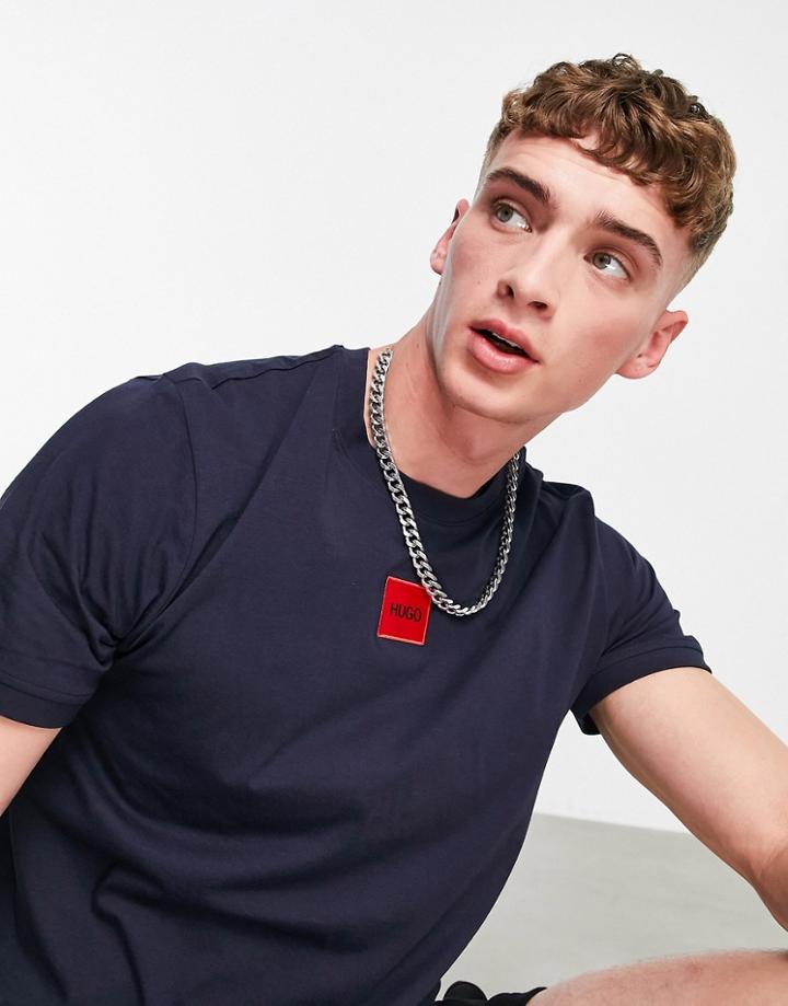 Hugo Diragolino212 Contrast Box Logo T-shirt In Navy