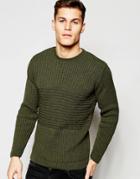 Asos Sweater With Mixed Ribs - Green
