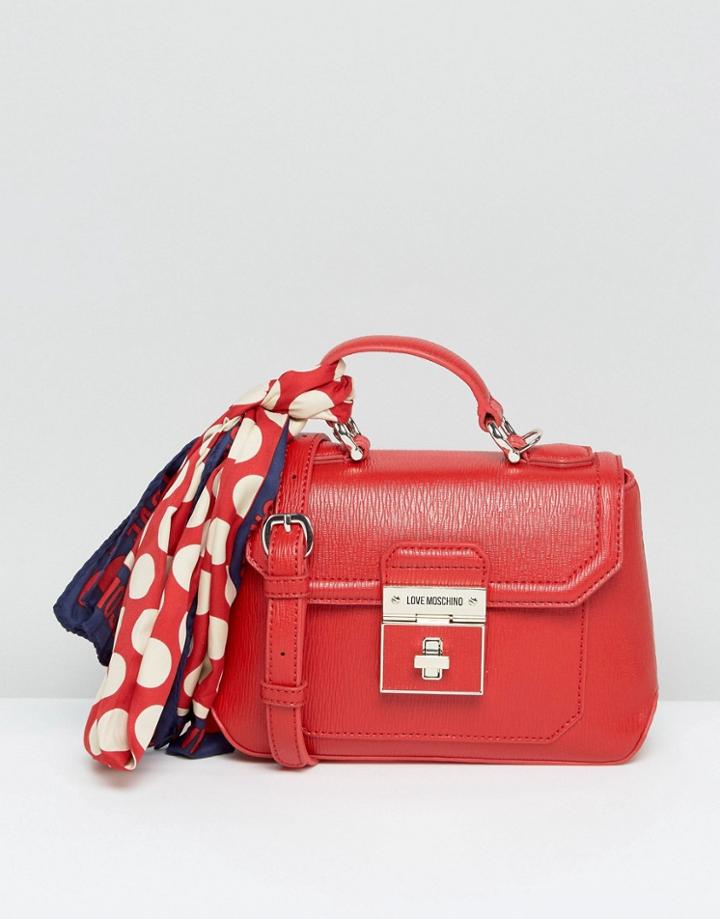 Love Moschino Handheld Bag With Scarf - Red