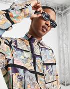 Asos Design Relaxed Tom & Jerry Shirt In Comic Strip Print-multi