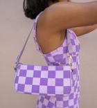 Labelrail X Pose And Repeat Mini Shoulder Bag In Checkerboard Denim-purple