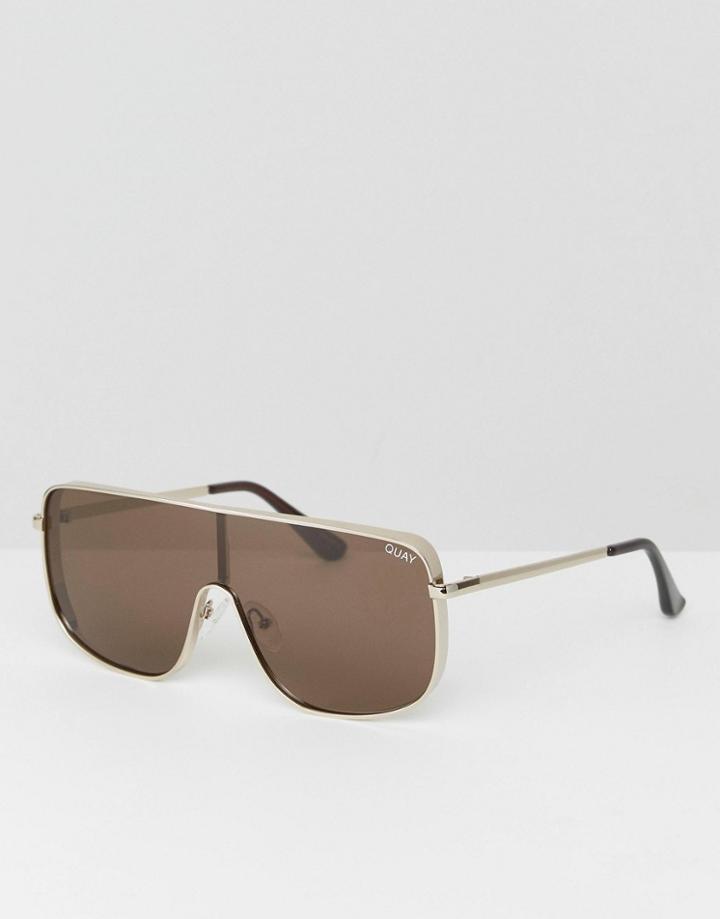 Quay Australia X Kylie Jenner Unbothered Visor Sunglasses In Brown - Brown