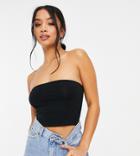 Asos Design Petite Ultimate Bandeau Crop Top In Organic Cotton In Black