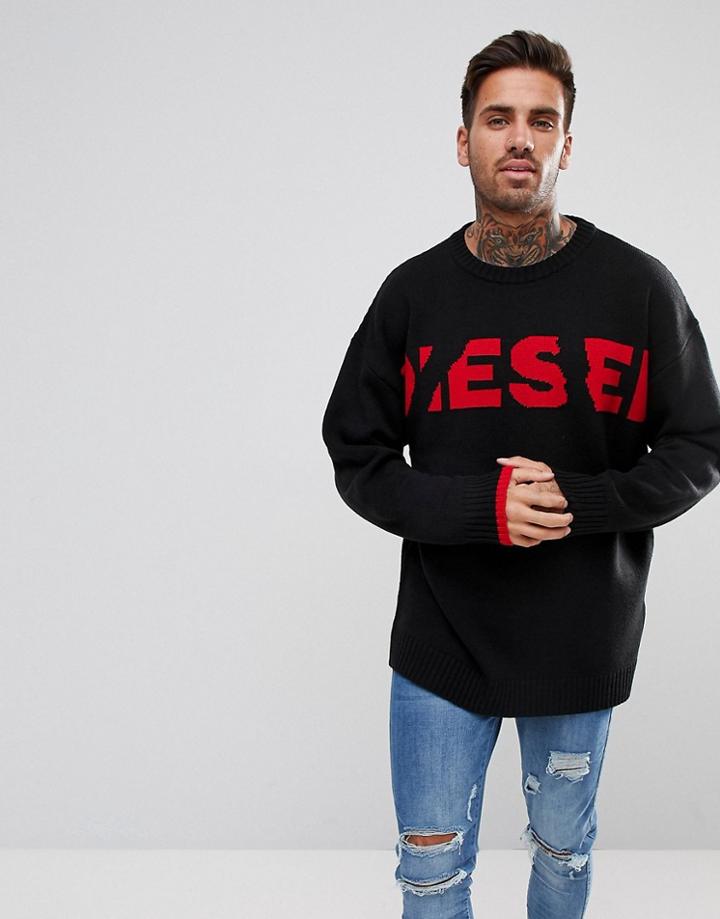 Diesel K-logox Broken Logo Sweater - Black