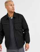 Asos Design Quilted Jacket With Utility Details In Black