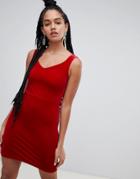 Miss Selfridge Bodycon Mini Dress In Red Velvet - Red