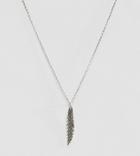 Asos Sterling Silver Necklace With Feather Pendant - Silver