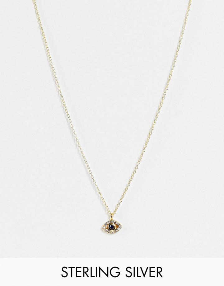 Kingsley Ryan Evil Eye Necklace In Crystal And Gold Plate