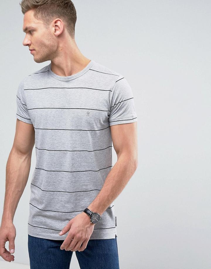 French Connection Yard Dye Thin Stripe T-shirt-gray