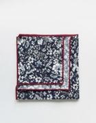 7x Pocket Square Floral Print In Box - Navy
