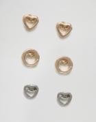 Nylon 3 Pack Geo Earrings - Gold