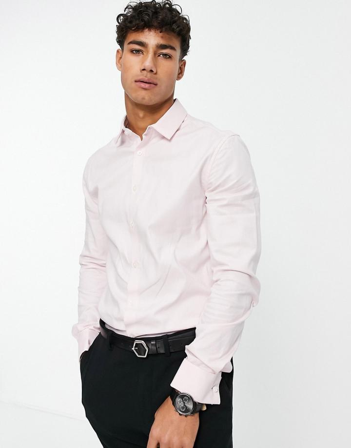 Asos Design Royal Oxford Shirt With Double Cuff In Pink